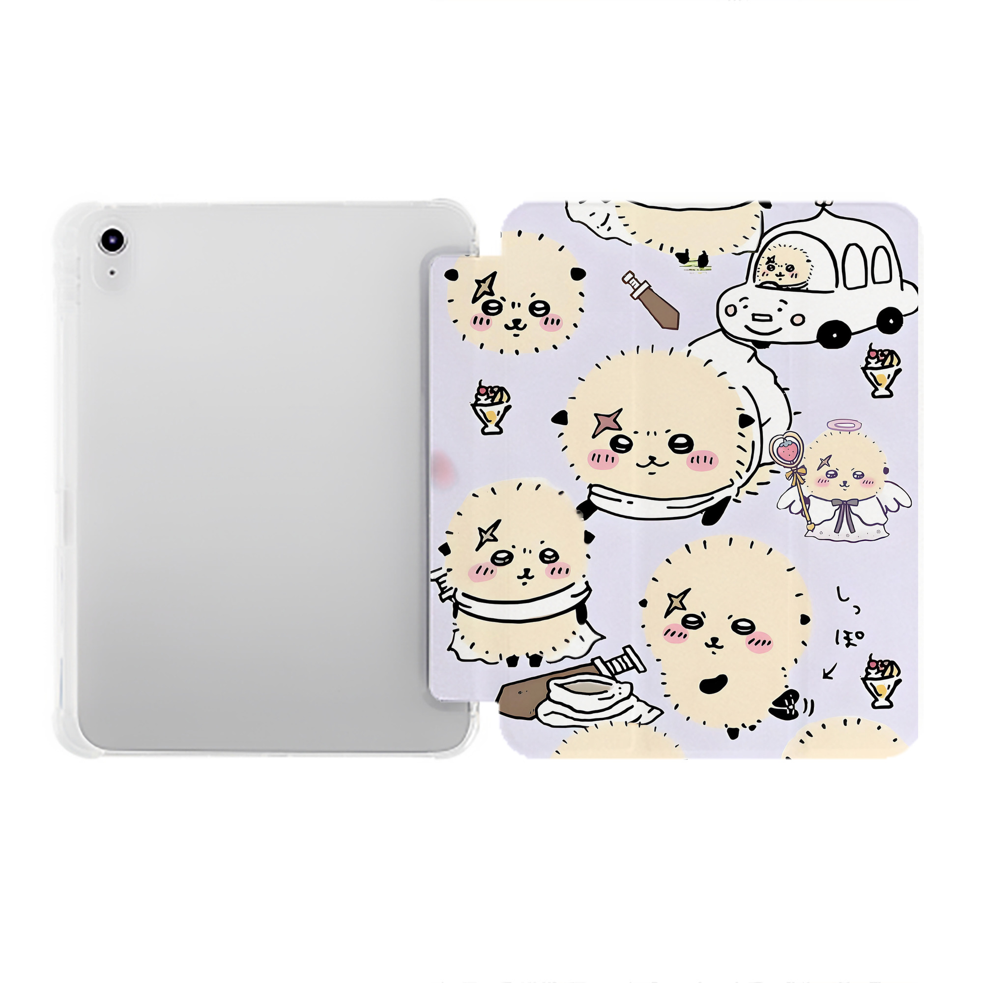 （画像用） ちいかわ Chii-kawa IPad ケース ペン収納付き 三つ折りスタンド PUレザー×シリコン 対応機種9.5/10.5/10.9インチ